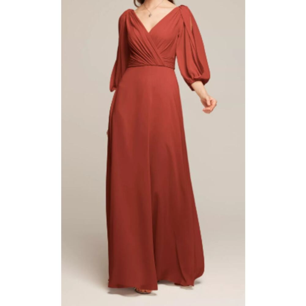 AW BRIDAL 4 S rust red Polly wedding formal party bridesmaid maxi dress B37